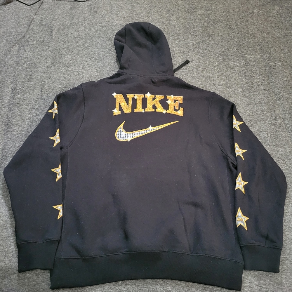 Nike Hoodie Mens Size L Black FB9052-010 Pullover Graphic Print New